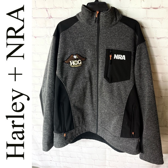 Harley-Davidson NRA Gray and Black Jacket with Orange Screamin' Eagle Logo - Picture 1 of 7